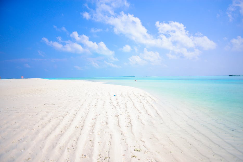Sotwe Idyllic tropical beach with white sands and turquoise sea in Maldives.