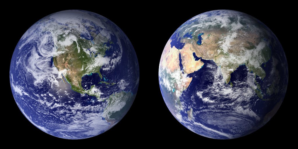 TheGlobeAndMail Stunning view of Earth captured from space, showcasing continents and oceans.